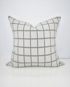 Grey Windowpane Washable Pillow Cover