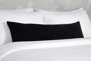 Faux Velvet Black Long Lumbar Pillow Cover